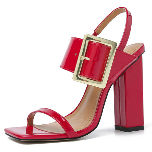 Bold High-Gloss Strappy Sandals