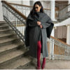 Oversized Scarf Collar Wool Coat in gray