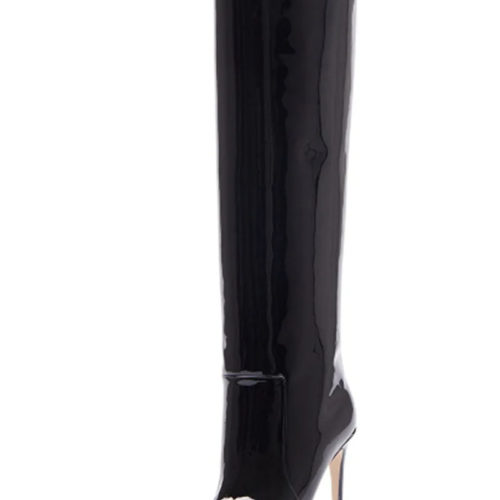 Patent Leather Knee-High Boots black