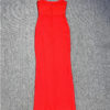 Red Strapless High Split Dress