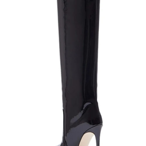 Patent Leather Knee-High Boots black