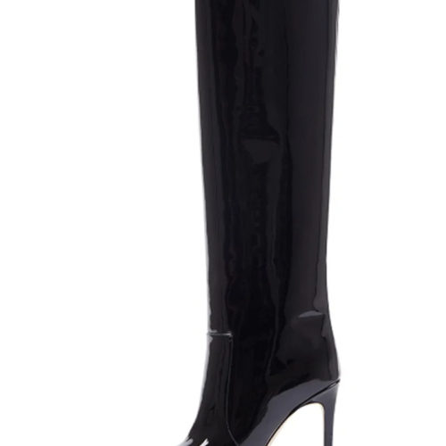 Patent Leather Knee-High Boots black