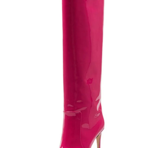 Patent Leather Knee-High Boots pink