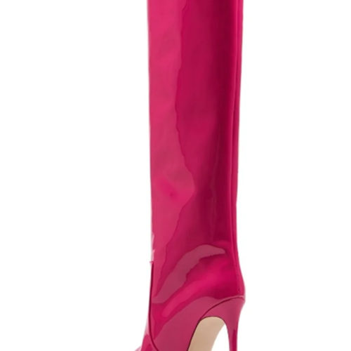 Patent Leather Knee-High Boots pink