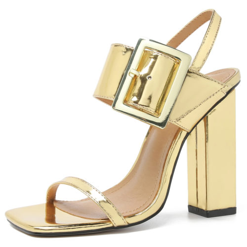 Bold High-Gloss Strappy Sandals