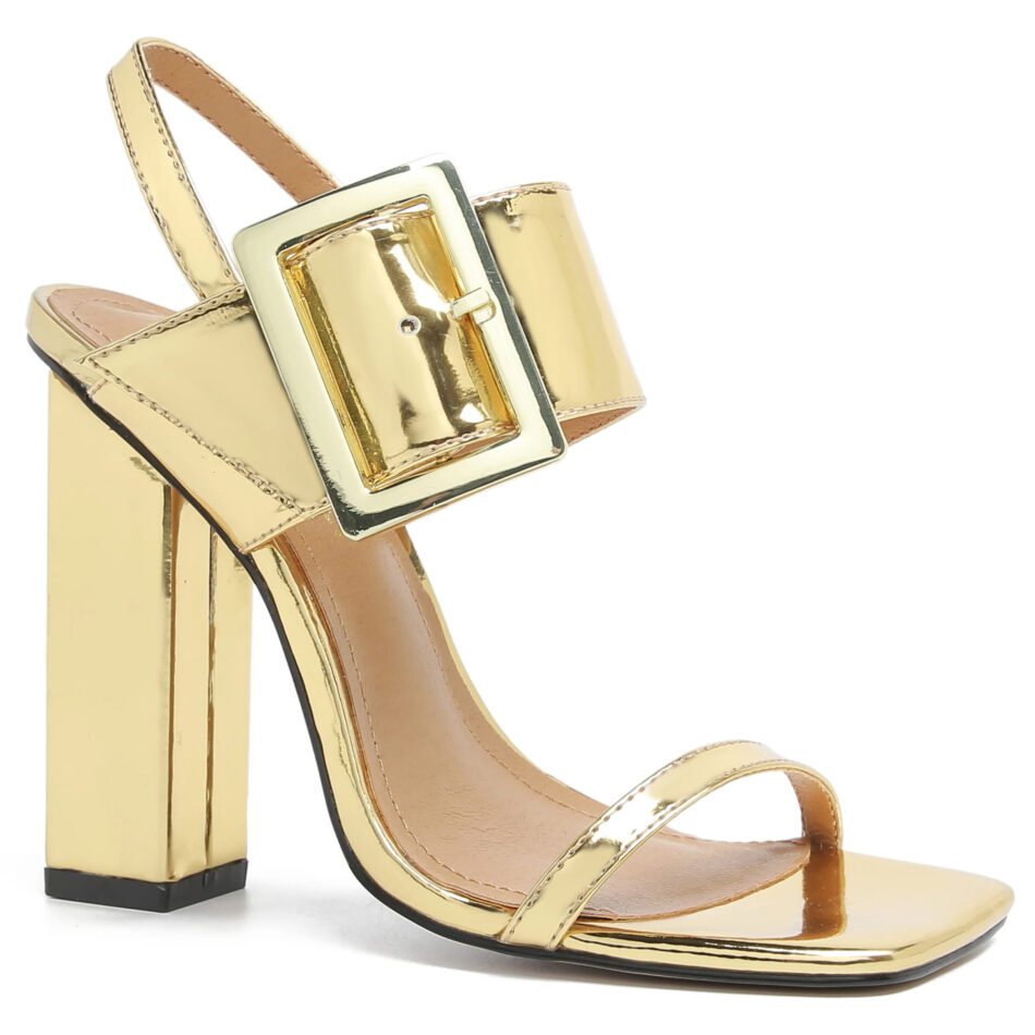 Bold High-Gloss Strappy Sandals
