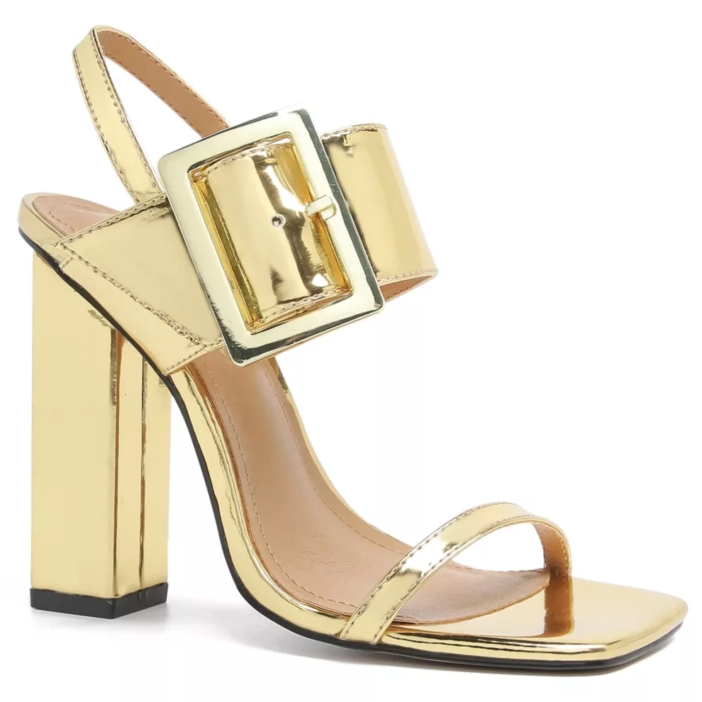 Bold High-Gloss Strappy Sandals