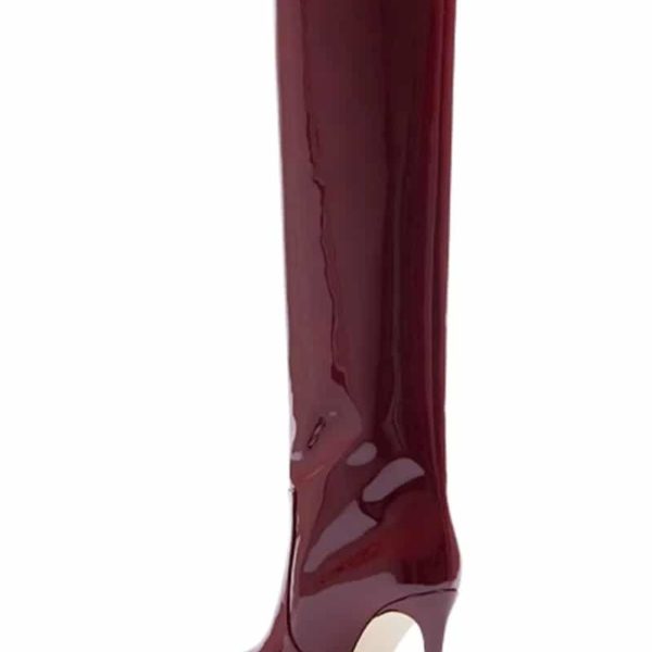 Patent Leather Knee-High Boots burgundy