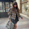 Vintage Plaid Oversized Wool Jacket