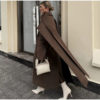 Oversized Scarf Collar Wool Coat in gray