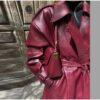 Burgundy Matte Leather Coat