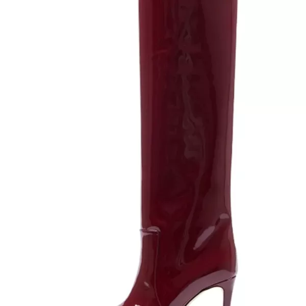 Patent Leather Knee-High Boots burgundy