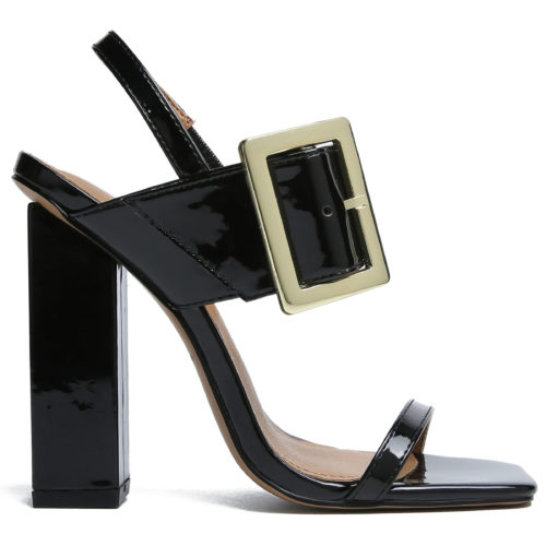 Bold High-Gloss Strappy Sandals