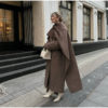 Oversized Scarf Collar Wool Coat in gray