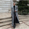 Gray Padded Shoulder Wool Coat