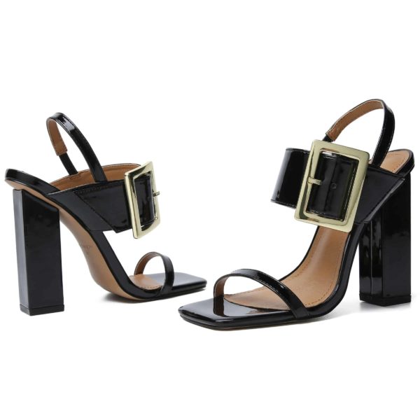 Bold High-Gloss Strappy Sandals