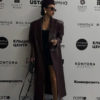 Longline Leather Overcoat Full Sleeves in burgundy