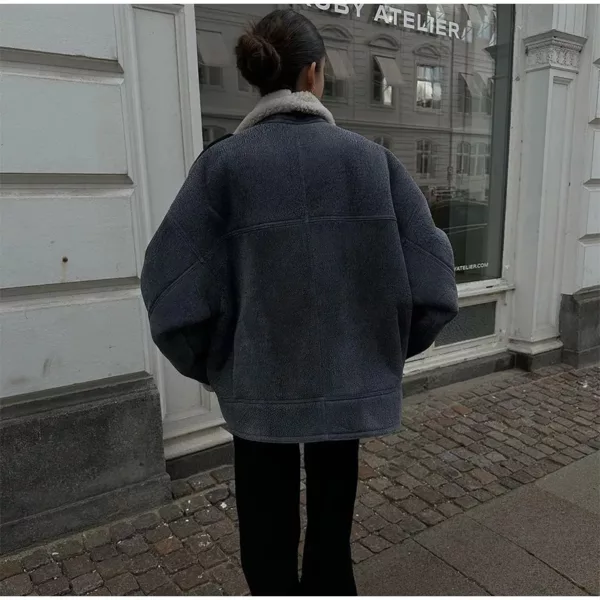 Charcoal Shearling Aviator Jacket