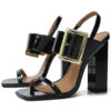 Bold High-Gloss Strappy Sandals