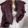 Burgundy Lapel Leather Jacket