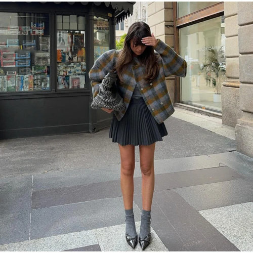 Vintage Plaid Oversized Wool Jacket