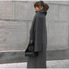 Oversized Scarf Collar Wool Coat in gray