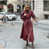 Burgundy Matte Leather Coat