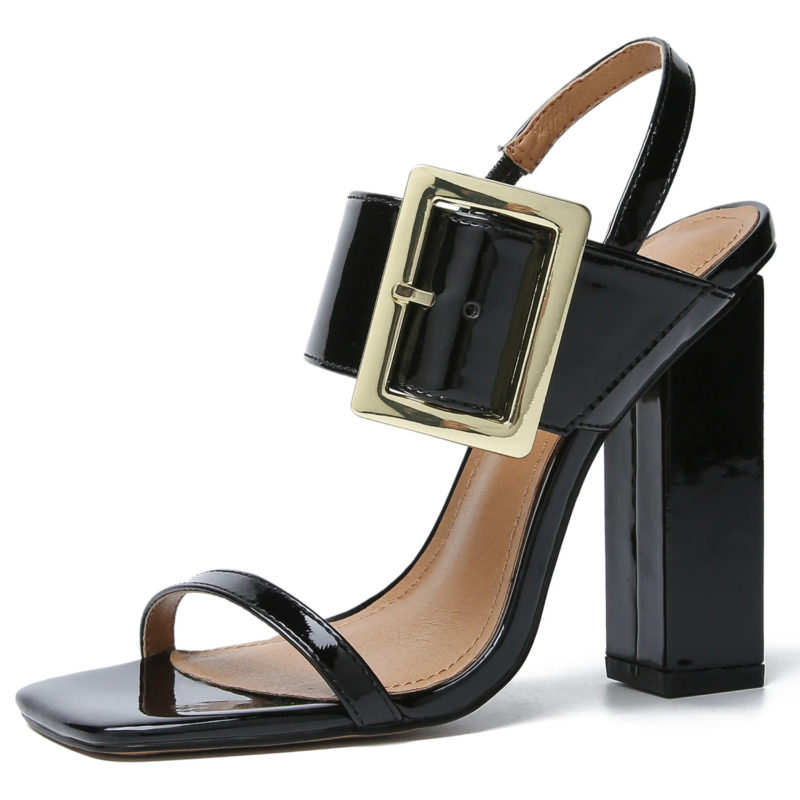 Bold High-Gloss Strappy Sandals