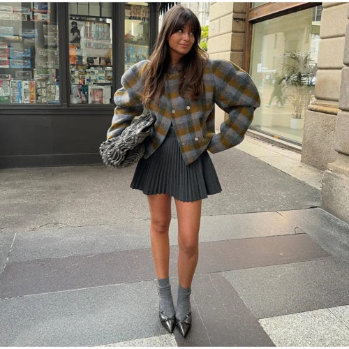 Vintage Plaid Oversized Wool Jacket