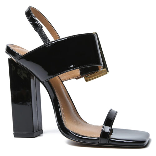 Bold High-Gloss Strappy Sandals