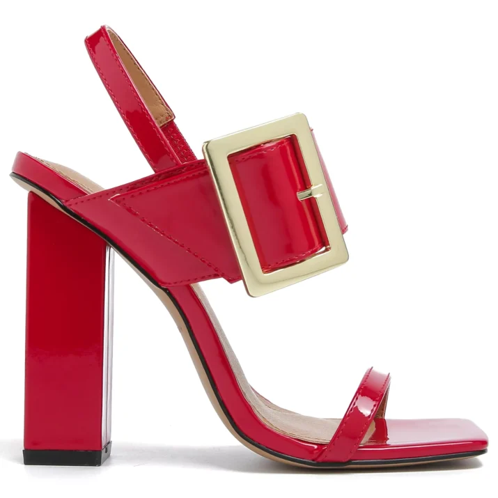 Bold High-Gloss Strappy Sandals