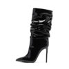 Black Patent Leather Stiletto Boots