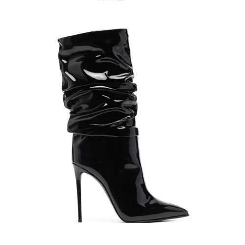 Black Patent Stiletto Boots