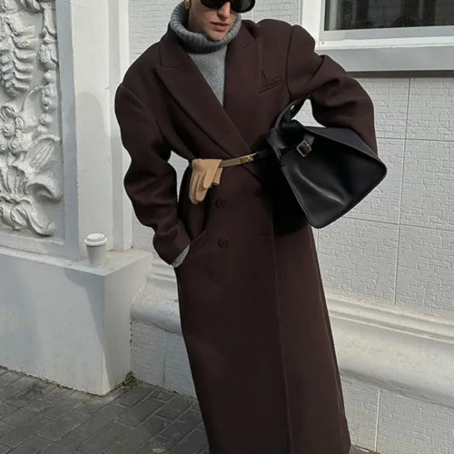 Oversized Lapel Woolen Overcoat