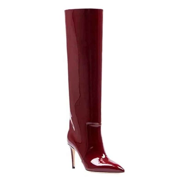 Patent Leather Knee-High Boots burgundy