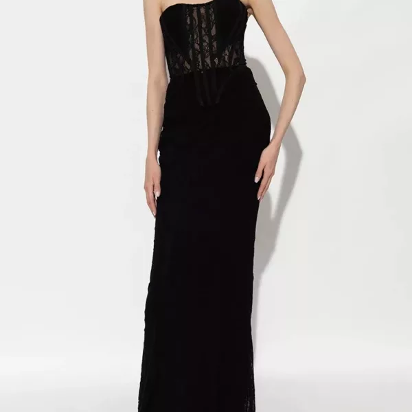 Black Corset Lace Dress Set