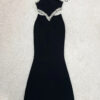 Black Backless Crystal Bandage Dress