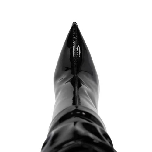 Black Patent Leather Stiletto Boots