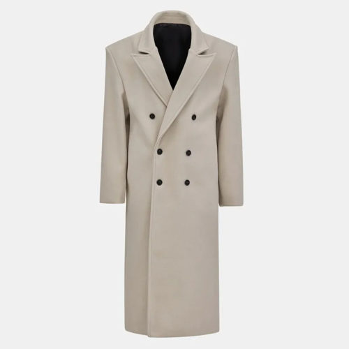 Woolen Lapel Double-Breasted Coat