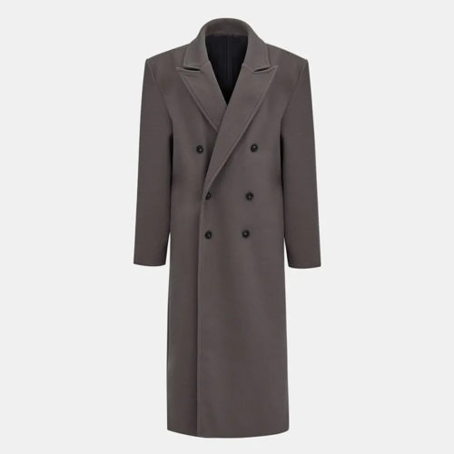 Woolen Lapel Double-Breasted Coat