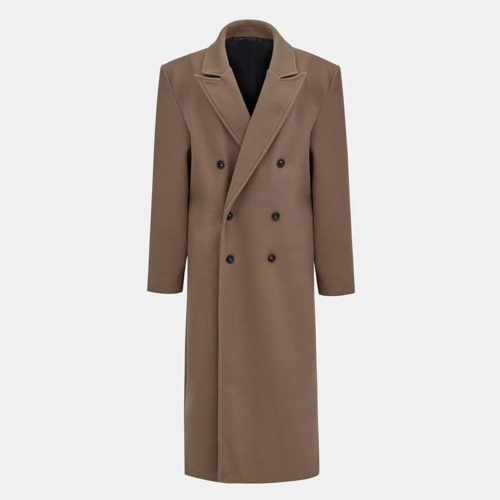 Woolen Lapel Double-Breasted Coat