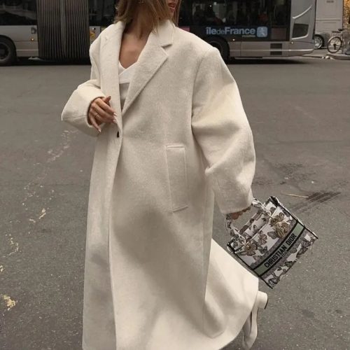 Cream Oversized Long Coat