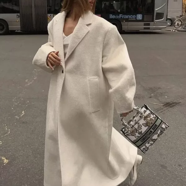Cream Oversized Long Coat
