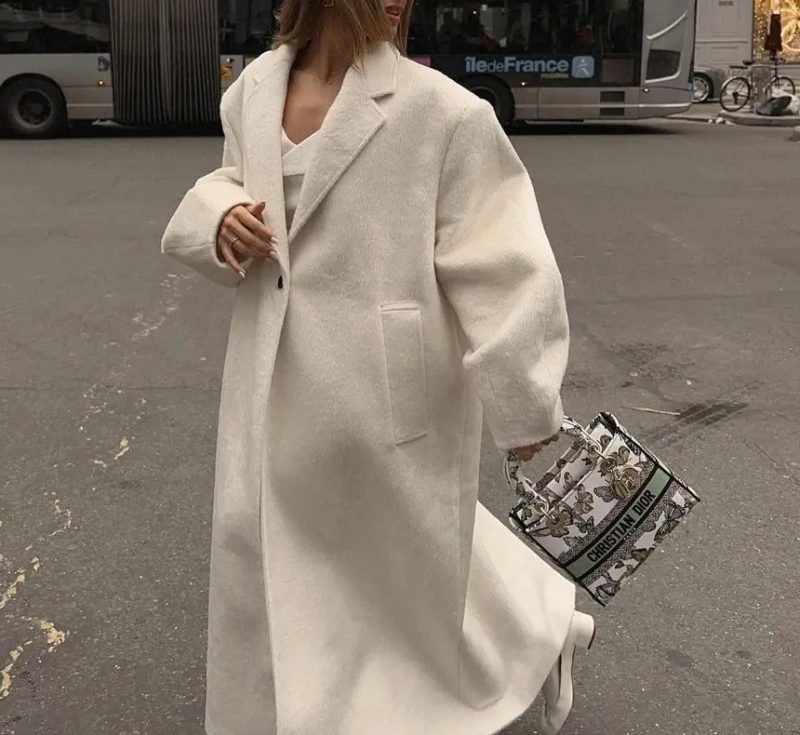 Cream Oversized Long Coat