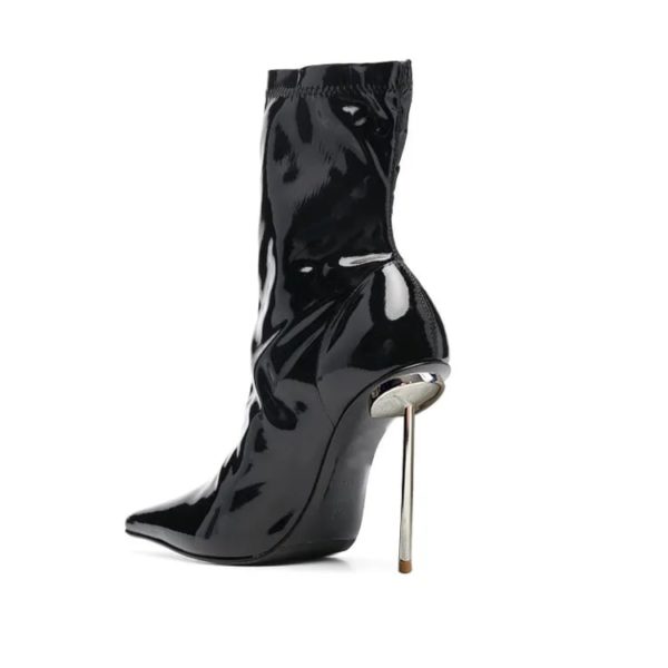 Patent High-Stiletto Ankle Boots in black