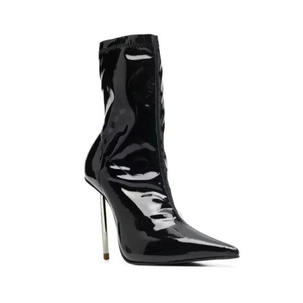 Patent High-Stiletto Ankle Boots in black