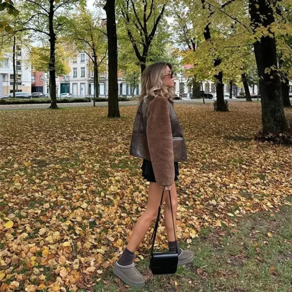 Rustic Brown Shearling Jacket for women - Beniz Kloset