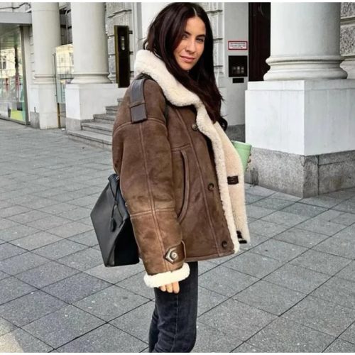 Vintage Brown Shearling Jacket for women - Beniz Kloset