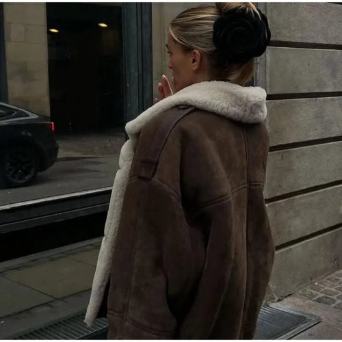 Vintage Brown Shearling Jacket for women - Beniz Kloset