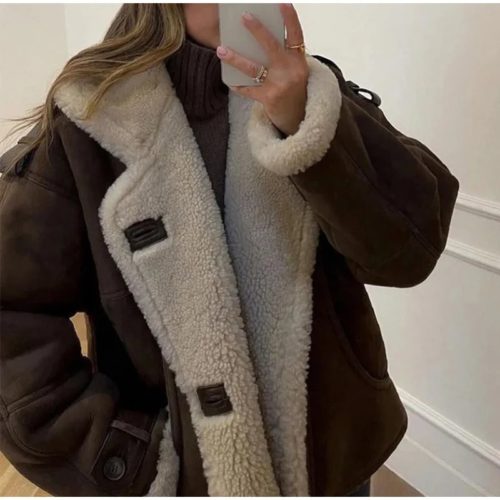 Vintage Brown Shearling Jacket for women - Beniz Kloset